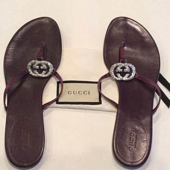 Gucci Shoes - Gucci Satin crystal GG thong